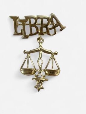 Libra Gold Tone Zodiac Scales Pendant